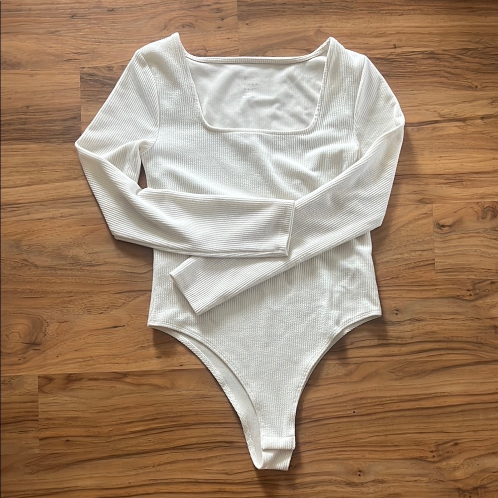 Target White Ribbed Bodysuit